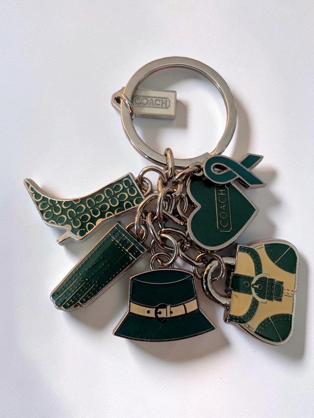 Rare Coach Teal Cancer Awareness Enamel Bag Charm Keychain